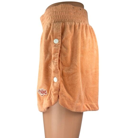 Nike Orange Terry Cloth Snap Button Elastic Waist Athletic Sports Sweat Shorts S - Picture 2 of 5